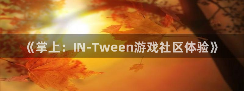 极悦娱乐登录地址：《掌上：IN-Tween游戏社区体验》