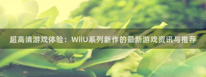 极悦娱乐平台是正规的吗知乎：超高清游戏体验：WiiU系列新作